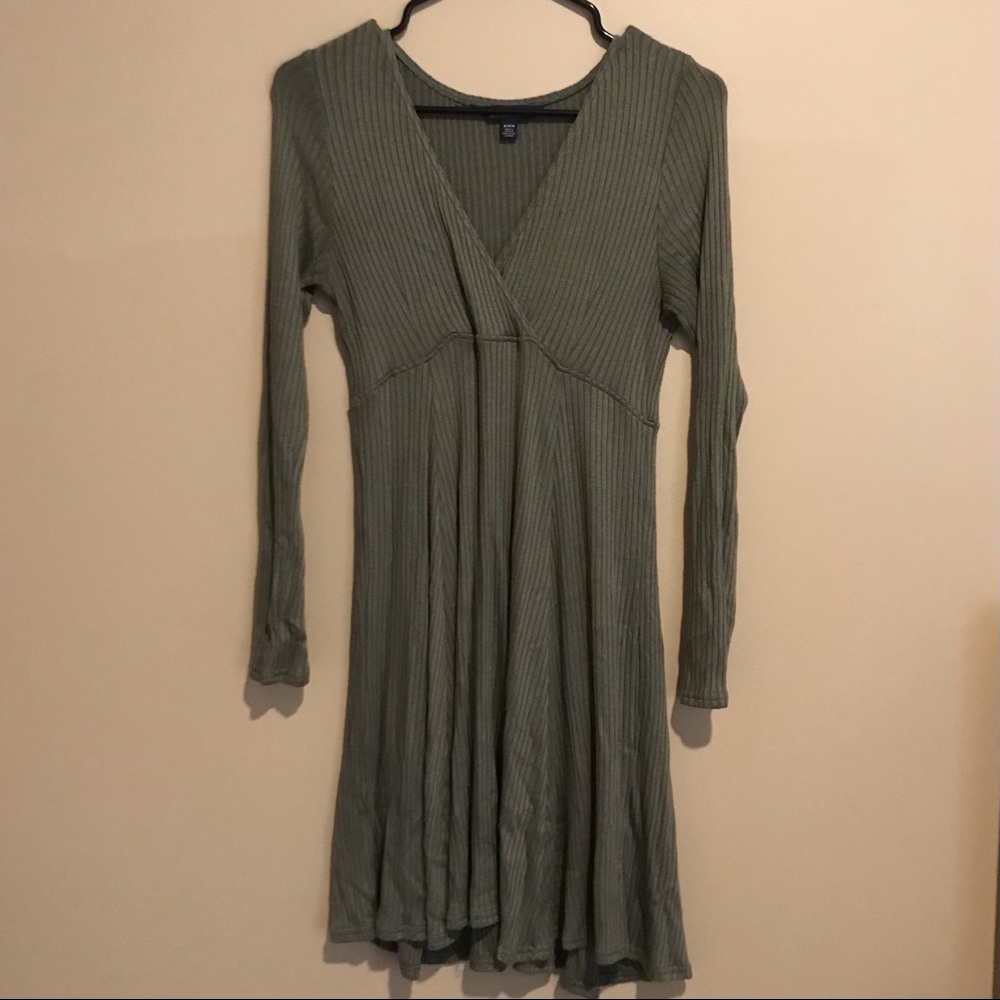 American Eagle Olive ‎ Green Long Sleeve Dress Medium